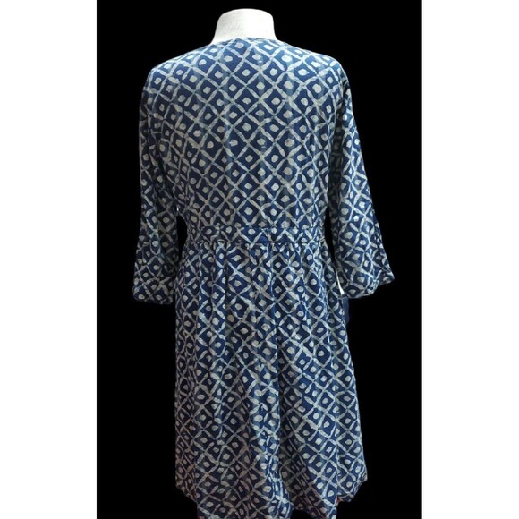 Emery Rose Women’s One Size Blue Beige Midi Dress 3/4 Sleeve M L - Picture 10 of 10
